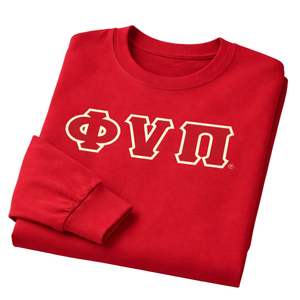 Maglietta a maniche lunghe Kappa Alpha Psi Old Skool Phi Nu Pi con 3 lettere, abbigliamento per fraternità greca Krimson con design vintage e comfort - Product Image 6