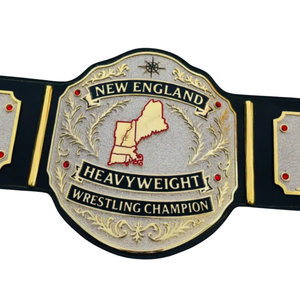 Cintura da Campione di Wrestling New England Heavyweight, Qualità Premium, Cinghia Nera con Placche Oro e Rosso con Motivi Albero e Faro - Product Image 2