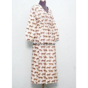 Bata Kimono de Algodón para Mujer, Estampado a Bloques, Lavable, Cómoda, Ropa de Dormir, Vestido de Dama de Honor, Bata de Playa, Hecha a Mano, Larga - Product Image 4