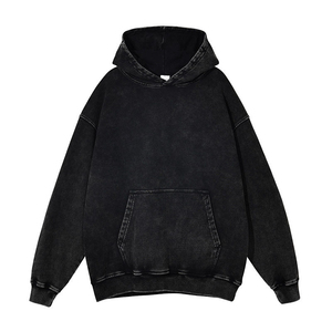 Sweat-shirts à capuche OEM/ODM pour hommes, pull-overs en molleton épais, effet délavé, logo personnalisé sérigraphié, style vintage vieilli - Product Image 4