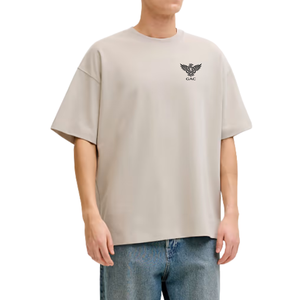 T-shirt surdimensionné pour homme en coton, col rond, épaules tombantes, manches courtes, style streetwear décontracté, coupe classique, tissu épais, écologique - Product Image 1