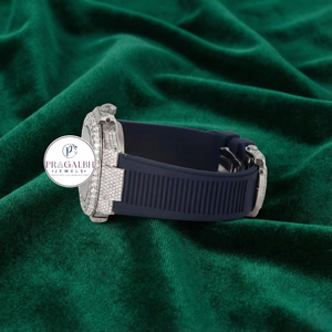 นาฬิกาเพชรหรู Pragalbh Jewels นาฬิกาโมอิสซาไนต์ นาฬิกาสปอร์ตแบบอนาล็อกประดับเพชรเต็มเรือน ตัวเรือนสแตนเลสสำหรับผู้ชาย - Product Image 2