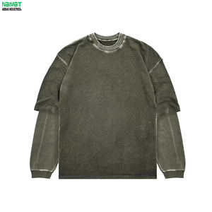 Camiseta de Manga Corta con Cuello Redondo, Doble Capa, Estilo Vintage, Corte Holgado, Secado Rápido, para Uso Diario, Comodidad Duradera - Product Image 3