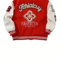 Chaqueta Varsity de Chenilla y Seda Bordada con Mangas de Cuero y Lana, Cuello Alto, Logotipo Frontal, Resistente al Viento, Transpirable, Unisex