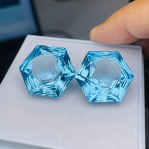 Paire de topazes bleues naturelles, taille hexagonale, qualité AAA, lustre AAA, parfaites pour la fabrication de boucles d'oreilles, polies, à prix abordable. - Product Image 5