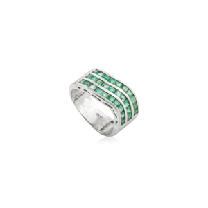 Dainty Wavy <b>Emerald</b> Thumb <b>Ring</b> Natural <b>Emerald</b> Gemstone 925 <b>Silver</b> Stackable Band May Birthstone Anniversary Gift for Her - Product Image 3