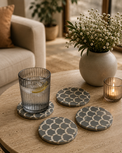 Juego de posavasos de lujo con incrustaciones de hueso, personalizados, de última generación, para hoteles y hogares, posavasos redondos para bebidas y tazas de café, proveedor mayorista - Product Image 1