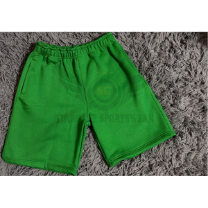 <b>Men's</b> <b>Green</b> 100% Cotton <b>Shorts</b> Elastic Waist Casual Solid Color Pockets Breathable Quick Dry Eco-Friendly Mid Rise Wholesale OEM - Product Image 1