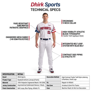 Camiseta de Béisbol Sublimada Personalizada 100% Poliéster, Uniforme Patriótico con Botones Completos, Absorbente de Humedad, para Deportes de Equipo Masculinos, Talla 6XL, OEM - Product Image 5