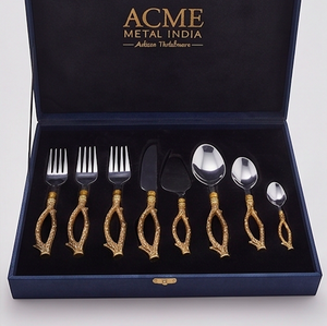 Ensemble de couverts en acier inoxydable doré antique, design branche ouverte, élégant, parfait pour les dîners, les fêtes et les restaurants - Product Image 4