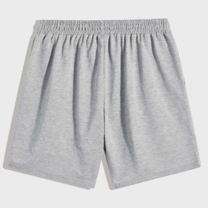 Pantalones Cortos Casuales de Punto Gris 100% Algodón con Cintura Ajustable con Cordón y Logotipo Ecológico Estampado en la Pierna Derecha - Product Image 5