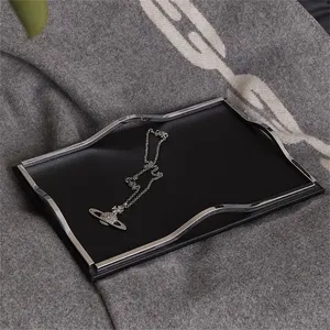 Minimalist Black Ceramic Eco-Friendly Serving Tray with Metal <b>Frame</b> Round Design for Elegant Dining Presentation - Product Image 6