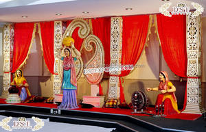 Décor d'entrée de salle de mariage avec statues culturelles punjabi Statues FRP pour décor à thème punjabi Statues en fibre pour salles de mariage UK - Product Image 3