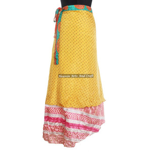 Hot Collection of Summer Stylish Silk Sari <b>Wraps</b> <b>Skirt</b> Reversible Vintage Silk Magic <b>Skirt</b> 38 Inch Length <b>Wrap</b> <b>Skirt</b> - Product Image 1