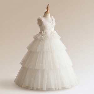 Vestido de niña de las flores de tul escalonado de lujo celestial OEM ODM con flores 3D, vestido de princesa para boda y primera comunión, precio al por mayor - Product Image 2