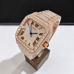 Reloj Mecánico con Esfera Cuadrada en Tono Oro Rosa, Incrustaciones de Moissanita, Correa de Acero Inoxidable, Pantalla Analógica para Hombre - Product Image 6