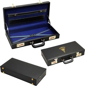 NANBA GROUP Étui de rangement rigide pour demi-tablier de franc-maçon, en similicuir noir, avec emblème doré de Maître Franc-maçon, 5 compartiments faciles d'accès - Product Image 1