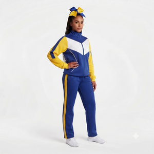 Custom Women Cheerleading Performance Tracksuit Long Sleeve Sports <b>Jacket</b> with Matching Training Pants Comfortable Athletic Team - Product Image 5