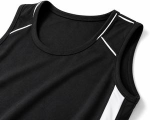 Men's <b>Black</b> Sleeveless <b>Tank</b> <b>Top</b> O-Neck Color Blocked Quick Dry Sporty Knitted Workout Shirt Breathable Men <b>Tank</b> <b>Top</b> - Product Image 5