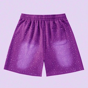 Shorts en coton personnalisés avec strass, style streetwear oversize, vêtements de sport scintillants, respirants, mode estivale, qualité supérieure, unisexe - Product Image 6