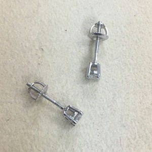Brilliant Cut Natural Diamond Solitaire <b>Stud</b> <b>Earrings</b> Womens 0.20 Cttw 925 Sterling <b>Silver</b> Rhodium Plated Prong Set 2.5mm Trendy - Product Image 4