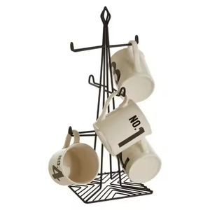 Metal <b>Mug</b> Holder Shiny Silver Finish Metal Tea Cup <b>Tree</b> Table Top Kitchen Storage Organizer Coffee <b>Mug</b> Stand <b>Mug</b> Holder - Product Image 5