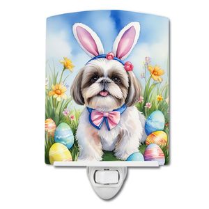Nuevo Shih Tzu Easter Egg Hunt Ceramic Night Light UL-Certified Compact 6x4x3 Multicolor para dormitorio, baño, guardería, pasillo - Product Image 1