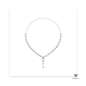21.178 CT White Gold Emerald Cut Lab Grown Diamond <b>Necklace</b> in 18K Solid Gold, Multi-Shape Drop <b>Statement</b> <b>Necklace</b> for Weddings - Product Image 4