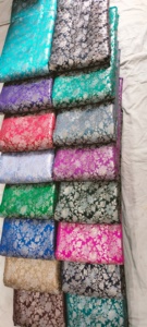 Premium Quality Eco-Friendly Stain Resistant Medium Weight Brocade Jacquard Silk Fabric Floral Woven Pattern Bedding Girls - Product Image 4