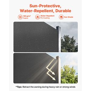 71\" X 236\" Outdoor Patio <b>Side</b> Awning 180 G/m2 Waterproof Polyester Fabric Retractable Sunshade Screen Sun Shelter - Product Image 2