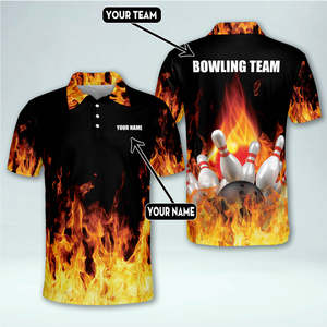 Chemises de bowling personnalisées avec logo imprimé, en toile respirante 100 % polyester, séchage rapide, impression par sublimation - Product Image 6