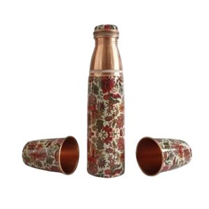 Bouteille d'eau en cuivre imprimée feuilles d'automne, étanche, écologique, réutilisable, gourde de sport pour boire – Vente en gros - Product Image 4