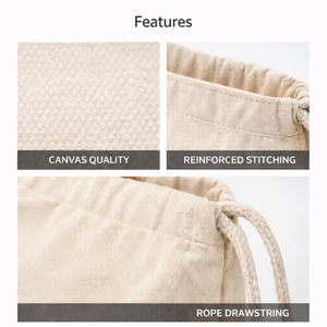 กระเป๋าเป้สะพายหลังผ้าฝ้ายแบบมีเชือกผูก เป็นมิตรกับสิ่งแวดล้อม ทำจากผ้าแคนวาสธรรมชาติ ใช้ซ้ำได้ ย่อยสลายได้ เหมาะสำหรับกีฬา การเดินทาง และการใช้งานในชีวิตประจำวัน - Product Image 5