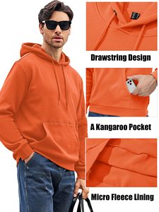Hoodie for Men Streetwear Cotton Pullover Hooded Sweatshirt Fit 100% Cotton <b>Fleece</b> Casual Customized Design Luxury Solid Colour - Product Image 3