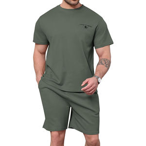 Conjunto Deportivo de Verano para Hombre, Transpirable, que Absorbe la Humedad, con Camiseta de Manga Corta y Pantalones Cortos, de Poliéster y Algodón, 2 Piezas - Product Image 1