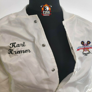 Blouson bomber ajusté pour homme, blanc brillant, taille XL, fabriqué aux États-Unis, années 80-90 - Product Image 5