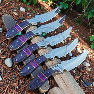 มีดทำมือจากเหล็กดามัสกัสสำหรับล่าสัตว์กลางแจ้ง ใบมีดคงที่ แข็ง 56HRC ด้ามไม้ปักก้า คุณภาพสูง 1 ชิ้น รับผลิตตามแบบ OEM - Product Image 2