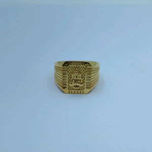 Traditional 22K Gold Ganesha <b>Ring</b> for Men with Textured Panel Design Classic Religious Finger <b>Ring</b> <b>Indian</b> Gold Jewellery - Product Image 2