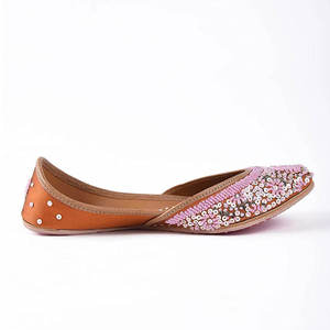 Women's Traditional Handmade Genuine Leather Beaded <b>Khussa</b> Wedding Party Wear Custom Embroidery Ladies <b>Khussa</b> Shoes - Product Image 5