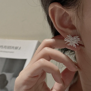 Boucles d'oreilles en argent sterling S925, style coréen, design de niche, motif feux d'artifice, style coréen simple, rétro, à la mode, bijoux d'oreille - Product Image 4