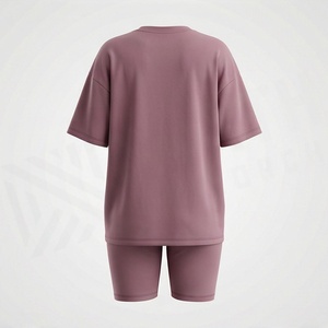 Women's 2 Piece <b>Knitted</b> <b>Set</b> Solid Color Crew Neck Short Sleeve T Shirt and Above Knee Shorts Loose Fit Casual Spring Summer Wear - Product Image 2