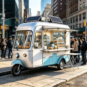 Remorque-chariot alimentaire pour moto en fer léger, avec tiroir congélateur et chauffant commercial pour la vente de glaces, bonbons et chips - Résistant à la rouille - Product Image 3