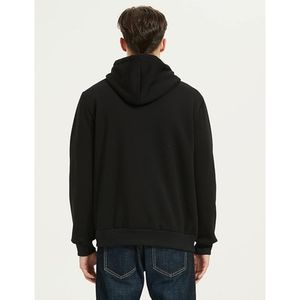 Vente en gros de sweats à capuche pour hommes, en molleton uni, avec col en cuir, en coton de haute qualité, pour l'hiver - Product Image 2