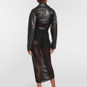 Vestes en cuir pour femmes à étiquette privée personnalisée, avec 2 poches latérales personnalisées, vestes en cuir courtes pour femmes - Product Image 3