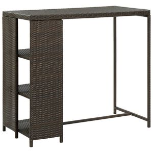 Tavolo da bar in rattan PE marrone e acciaio 47,2 x 23,6 x 43,3 pollici - Product Image 1