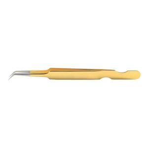 Pince à épiler de précision plaquée or à pointe lisse pour une application détaillée - Product Image 3
