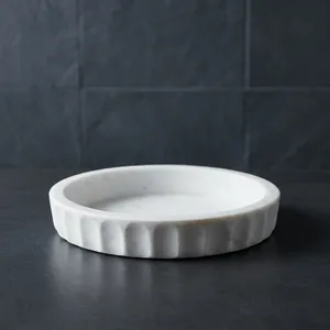 Round Marble Storage Bowl Minimalist Design Durable Tabletop Accessory For Living Room Indoor Use - Product Image 6