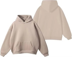 เสื้อฮู้ดสีเขียวมะกอกสำหรับผู้ชาย ทรงโอเวอร์ไซส์ ผ้าฝ้าย 100% เฟรนช์เทอร์รี่ สวมใส่สบายๆ ในฤดูใบไม้ร่วง สีพื้น มีกระเป๋า - Product Image 5