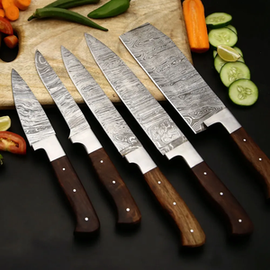 Custom Logo Handmade Damascus Steel Chef Knife Set Razor Sharp Wooden Handle Wholesale Manufacturer - Product Image 4