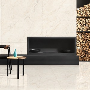 กระเบื้องลายหินอ่อนสีขาวเงาขนาด 600x1200 มม. สีขาวซุปเปอร์วอร์มไวท์ เกรดพรีเมียม สำหรับปูพื้นและผนังห้องนั่งเล่นหรือห้างสรรพสินค้า - Product Image 1